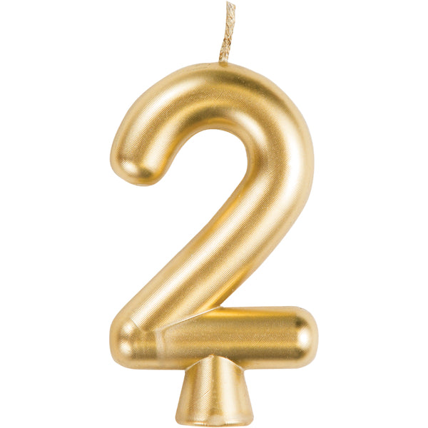 Vela de Cumpleaños Dorada Número # 2