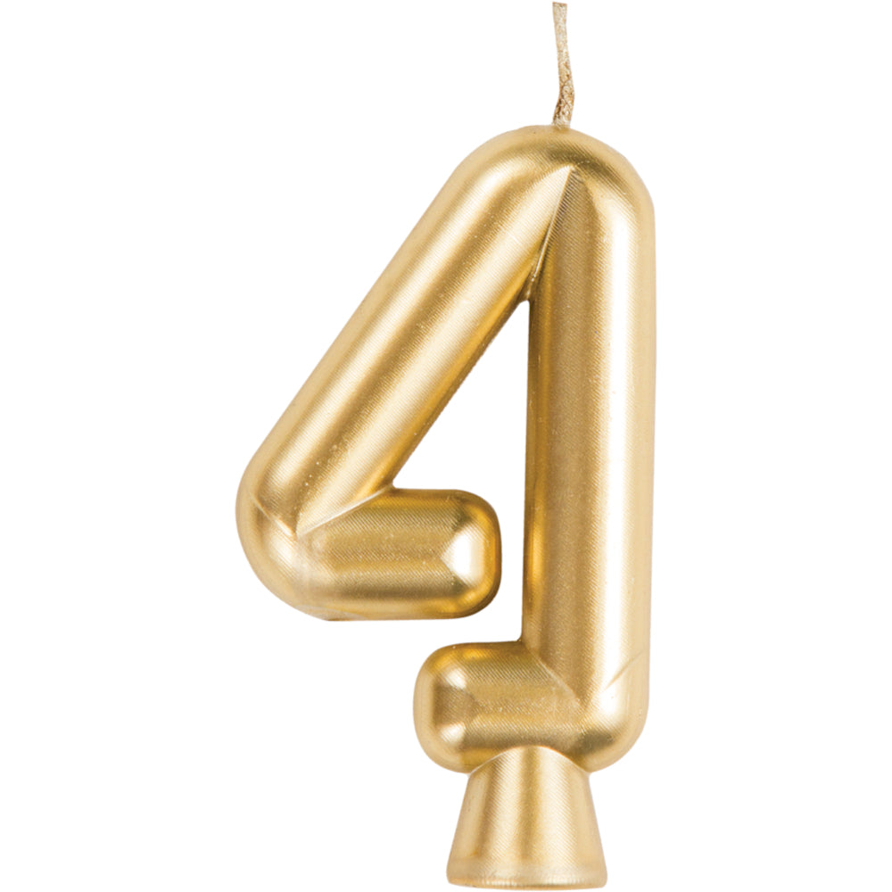 Vela de Cumpleaños Dorada Número # 4