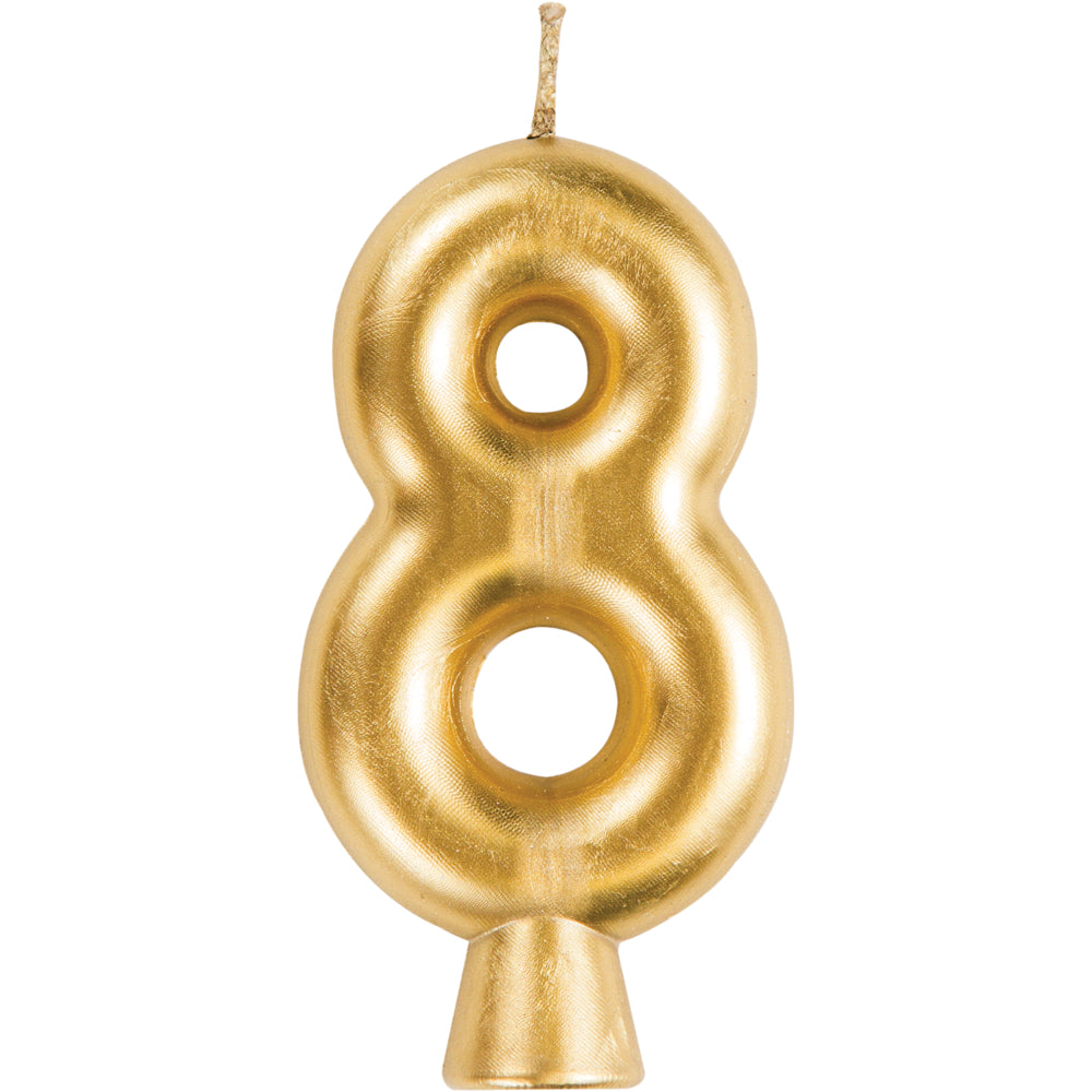 Vela de Cumpleaños Dorada Número # 8