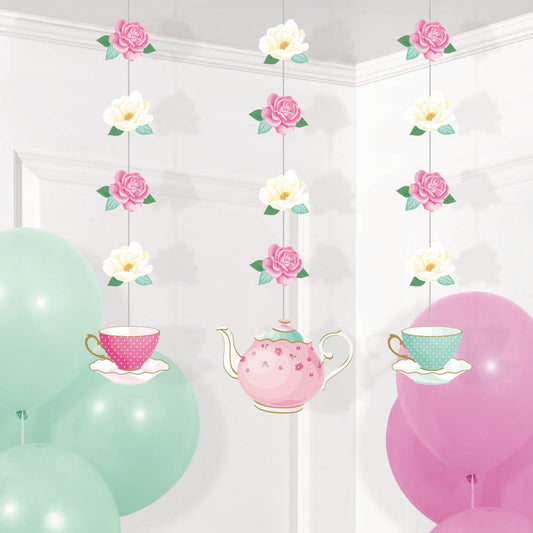Decoración colgante Floral Tea Party x 3 UND