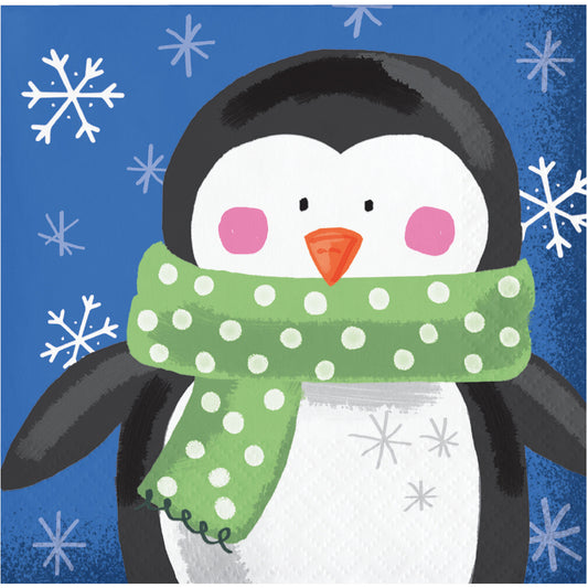 Servilletas pequeñas personajes navidad Pingüino  x 16 UNID