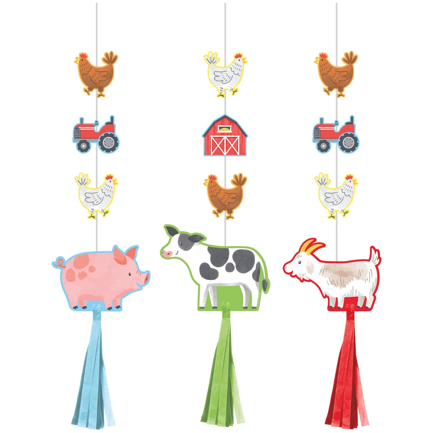 Colgante decorativo Animales de la granja x 3 UND