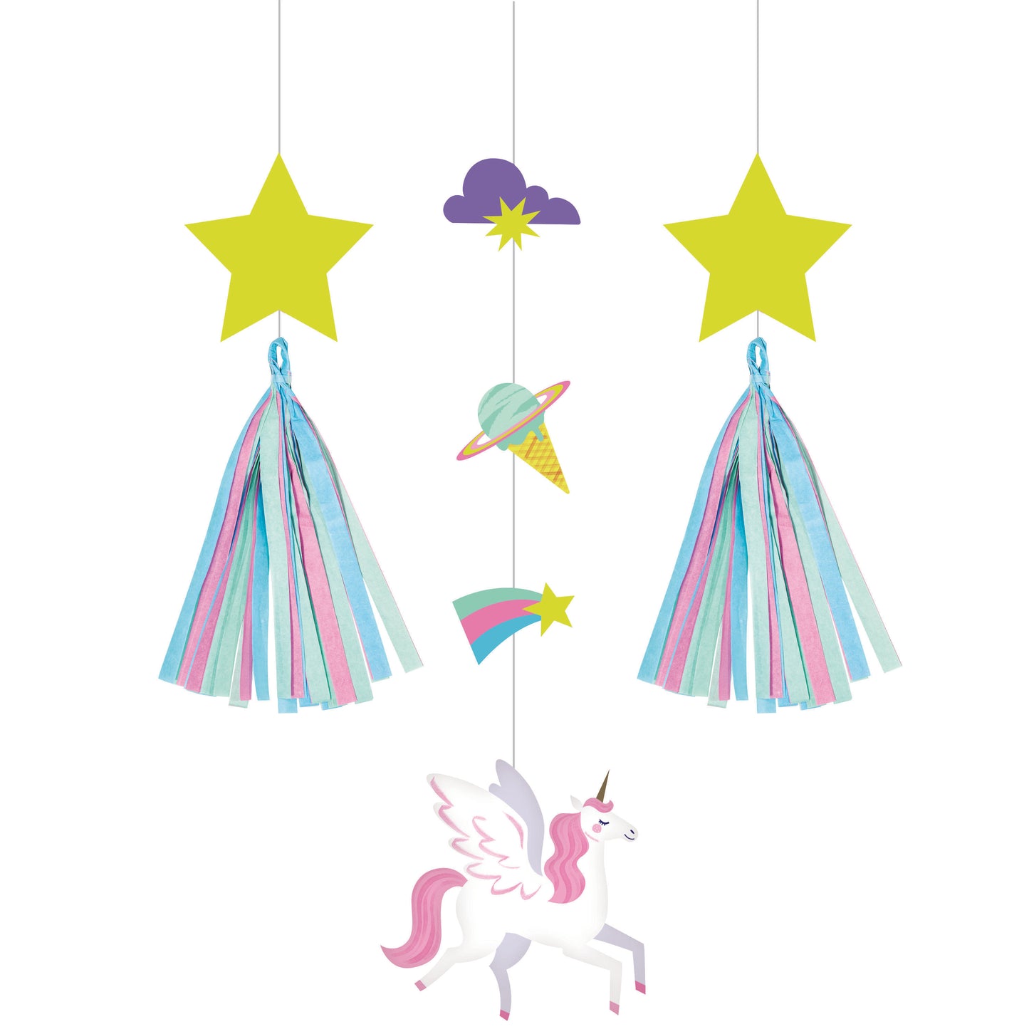 Decoración colgante Unicornio Estelar x 3 UND