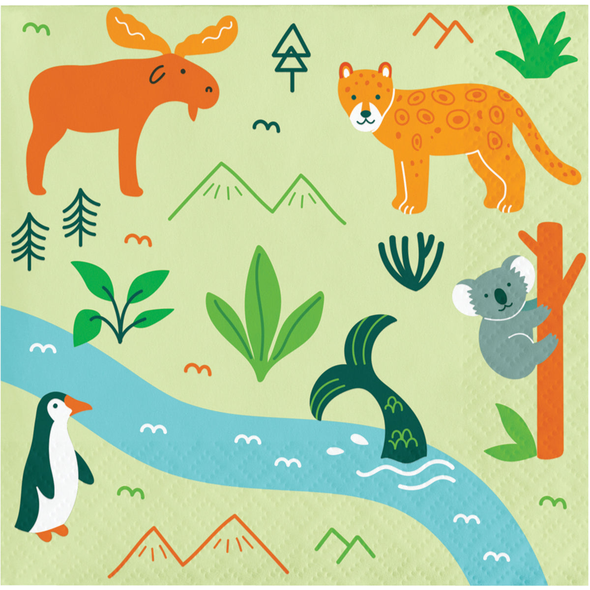 Detalle de servilletas pequeñas para bebidas y pasabocas World Adventure