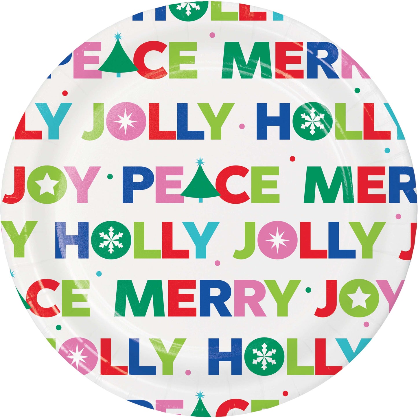 Platos Navidad Holly Jolly con palabras navideños surtidos modernos