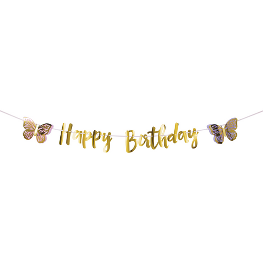 Banderín Happy Birthday Mariposa x 1 UND