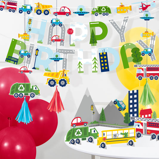 decoracion fiesta infantil de carros y trasnportes