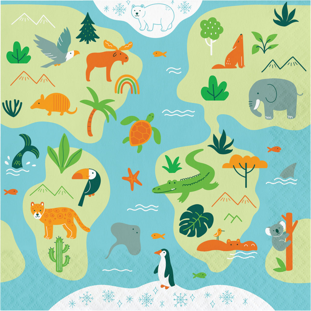 servilletas animales mapamundi