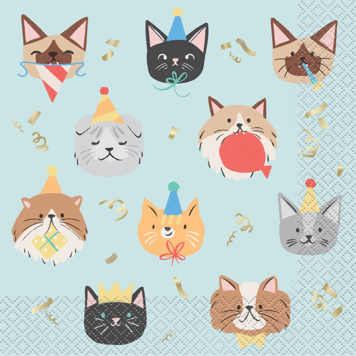 Servilletas Cuadradas Fiesta Gatuna Pawty Animals x 8 UND