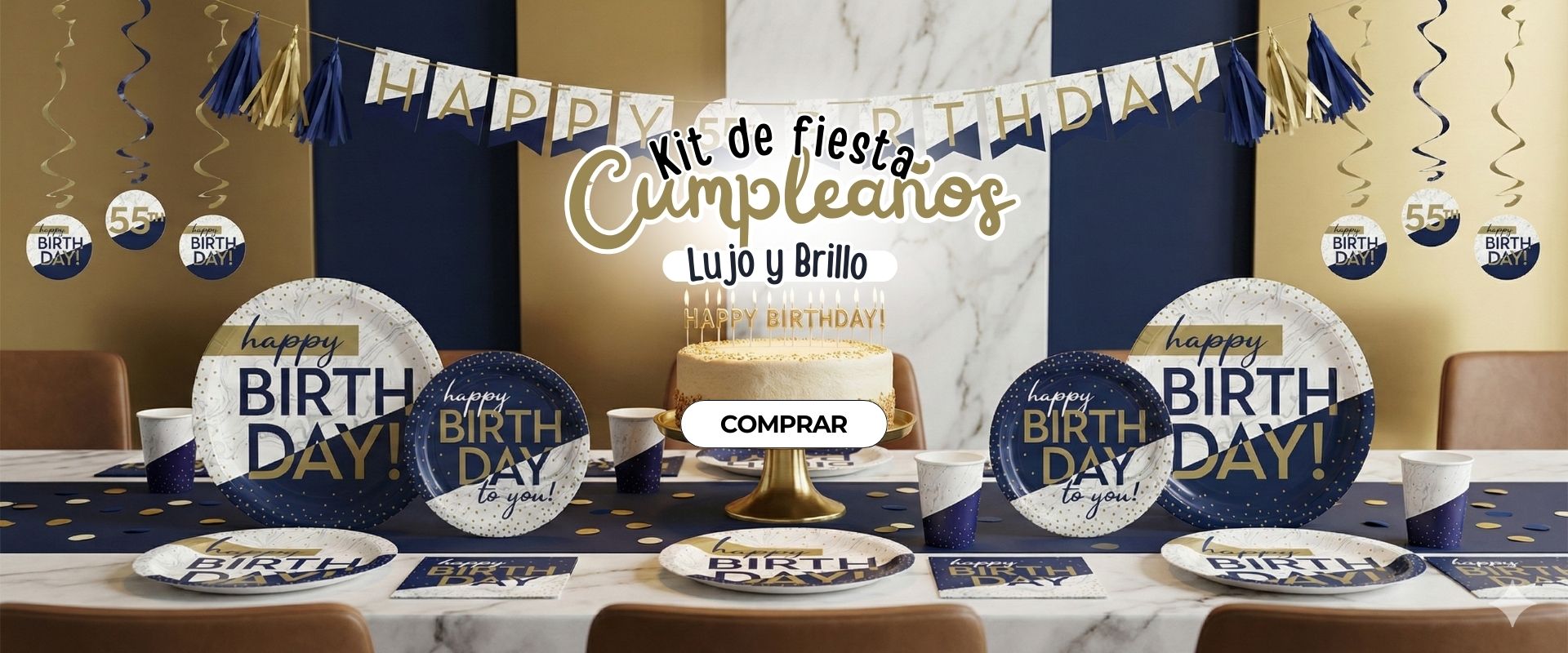 Kit de fiesta Cumpleaños Lujo y Brillo
