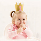 Mini corona plateada con brillo rosa | Primer cumpleaños niña
