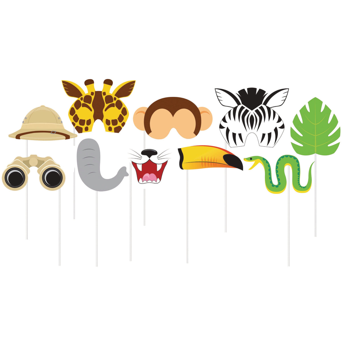 Set de selfies Animales de la Selva -Safari x 10 UND
