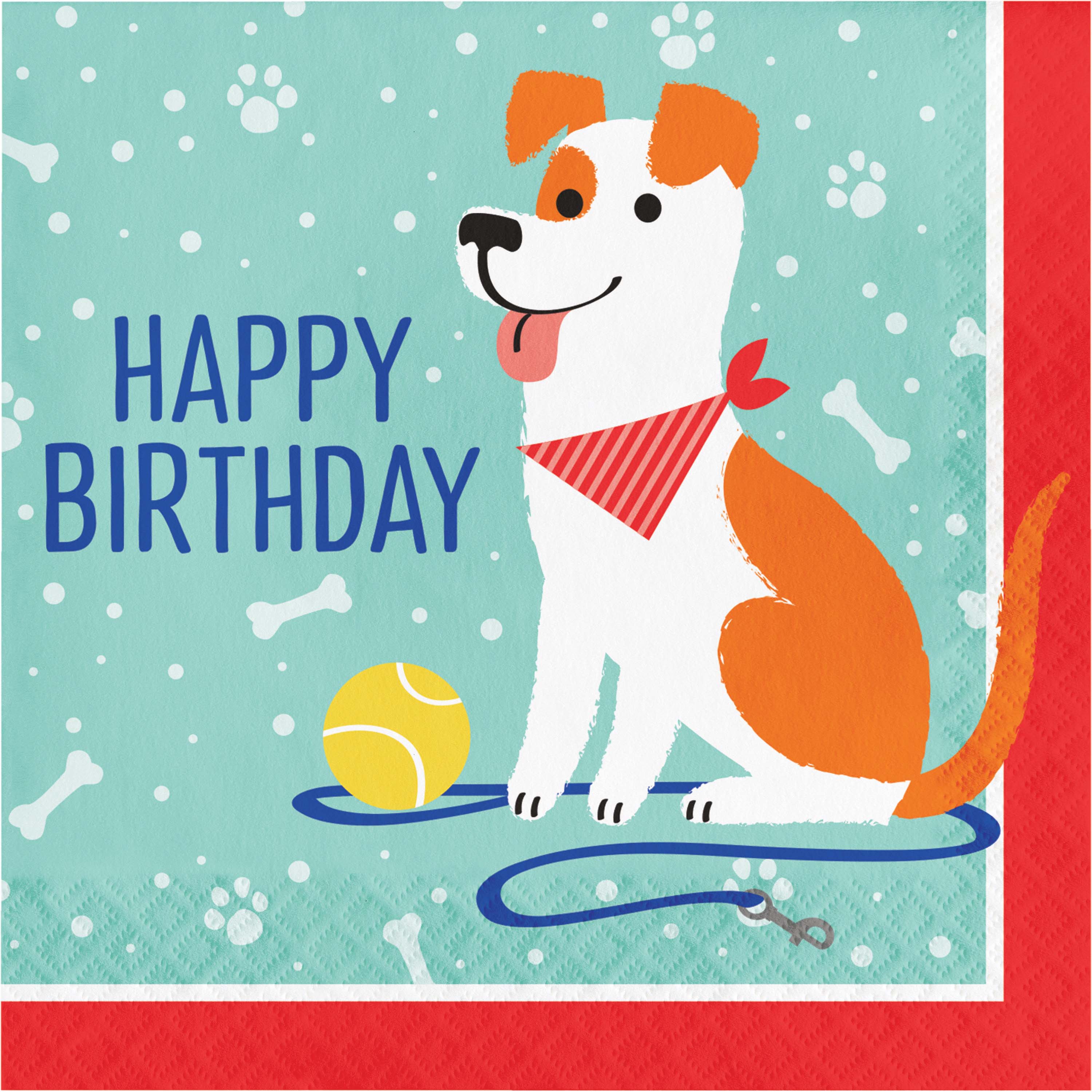 Servilleta grande perritos Happy Birthday X 16 UND