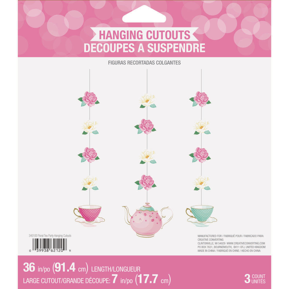 Decoración colgante Floral Tea Party x 3 UND