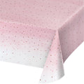 Mantel rosado con puntos dorados en papel x 1 UND