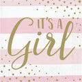 Servilleta grande Its a Girl Rosa Dorado x 16 UND