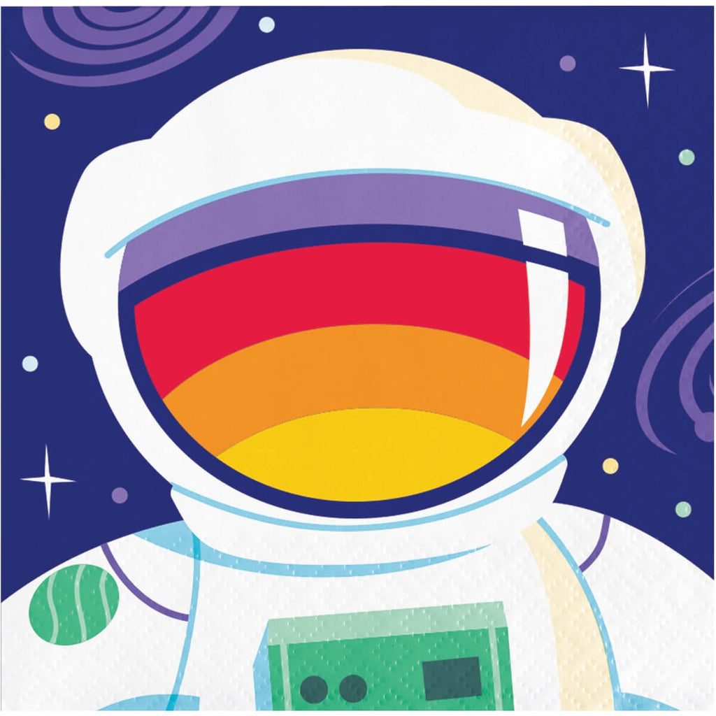 servilleta para fiesta infantil con casco de astronauta en el espacio