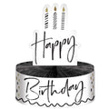 Centro de Mesa Happy Birthday Negro y Dorado x 1 UND
