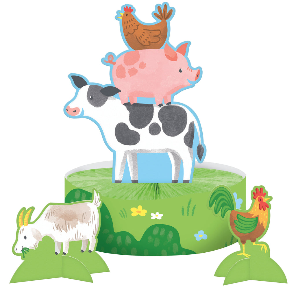 Centro de mesa Animales de la granja x 3 UND