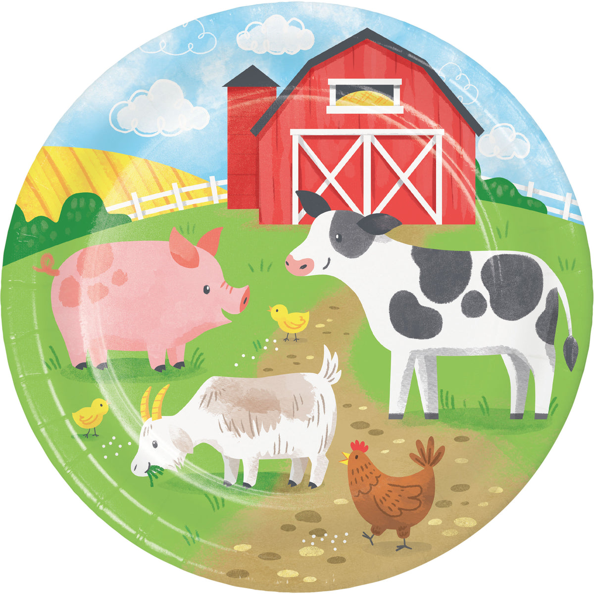 Plato Animales de la granja (22.2cm) x 8 UND