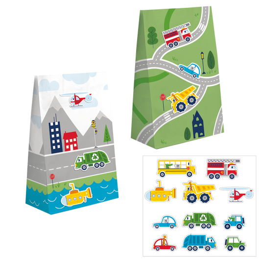 Sorpresas bolsas carros y transportes x 8 unid