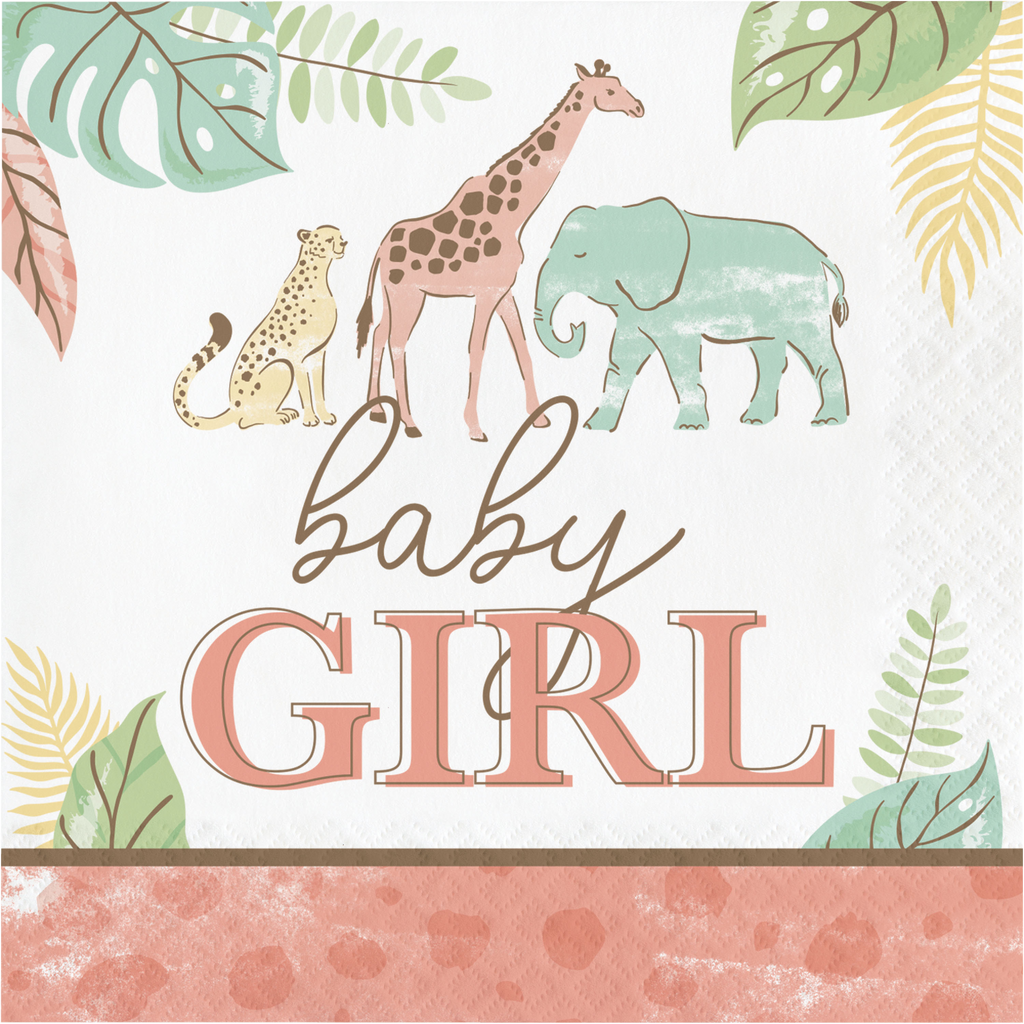 Servilletas grandes Safari Baby Girl x 16 UND