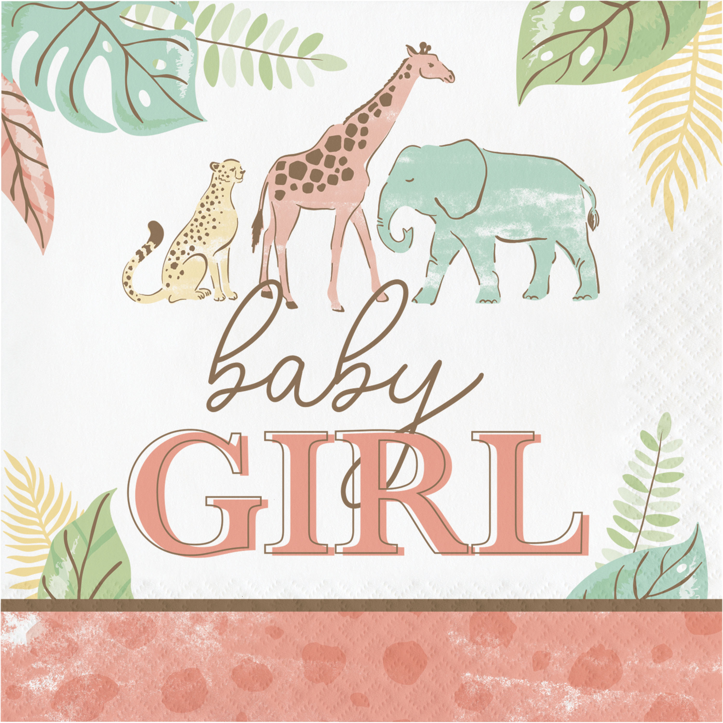 Servilletas grandes Safari Baby Girl x 16 UND