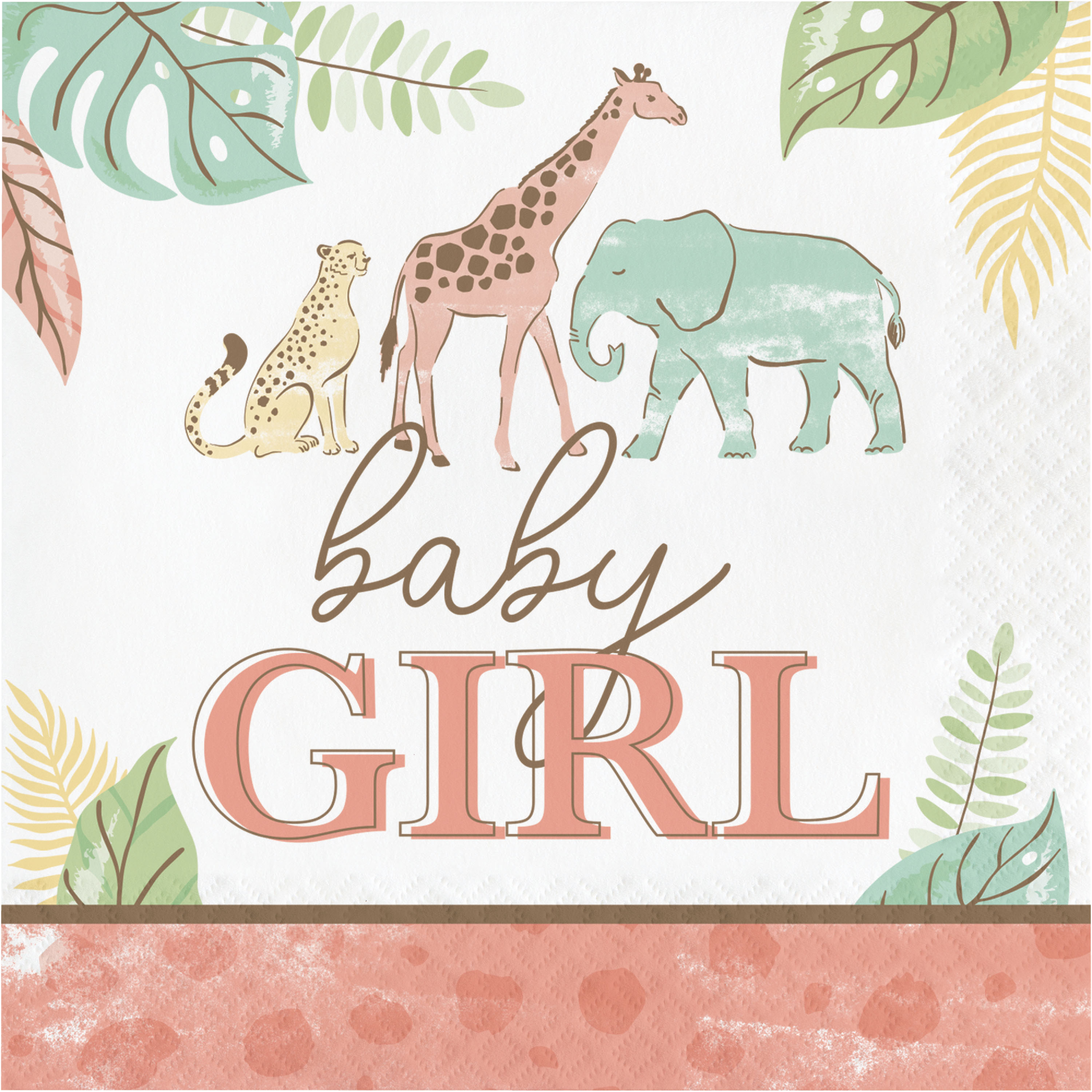 Servilletas grandes Safari Baby Girl x 16 UND