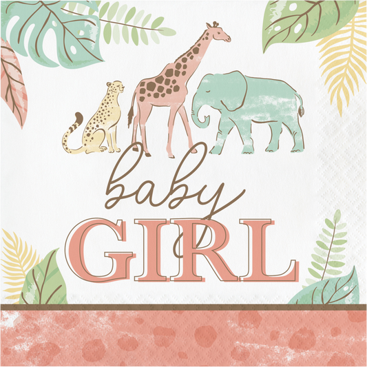 Servilletas grandes Safari Baby Girl x 16 UND
