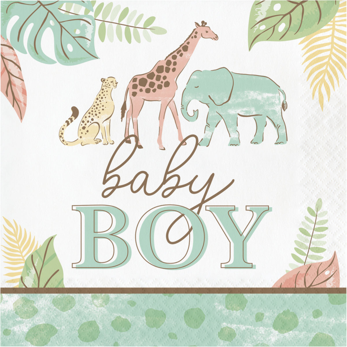 Servilletas grandes Safari Baby Boy x 16 UND