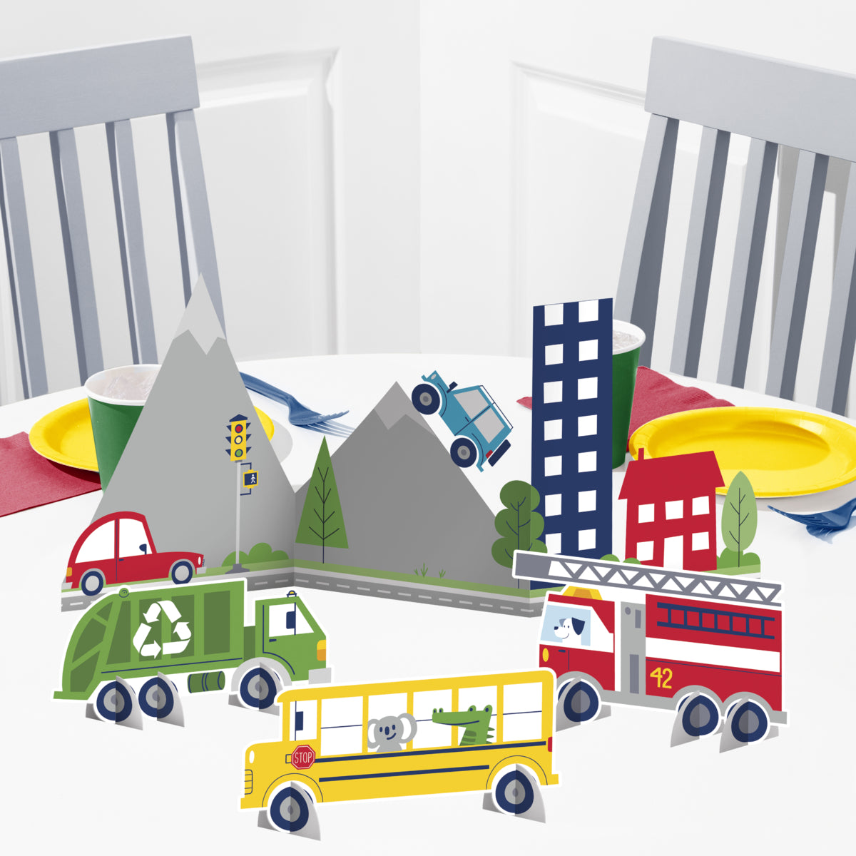 Centro de mesa Carros y Transportes 3D