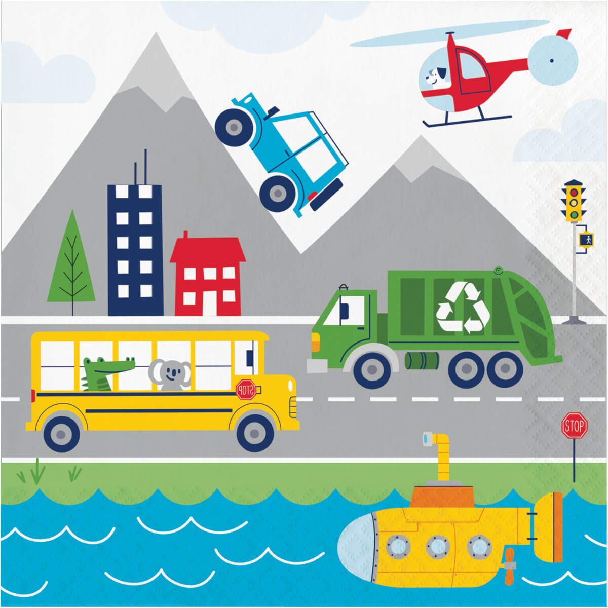 Servilletas Grandes Transportes x 16 UND
