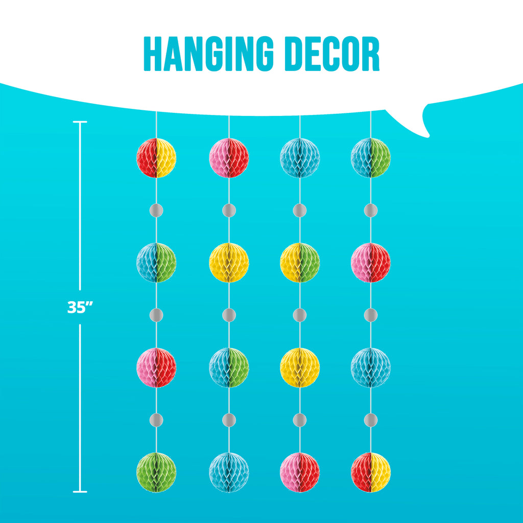 Decoración Colgante Pompones Multicolor x4 UND