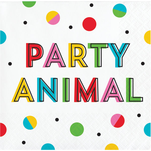 Servilletas pequeñas Party Animals colores festivos x 16 UND