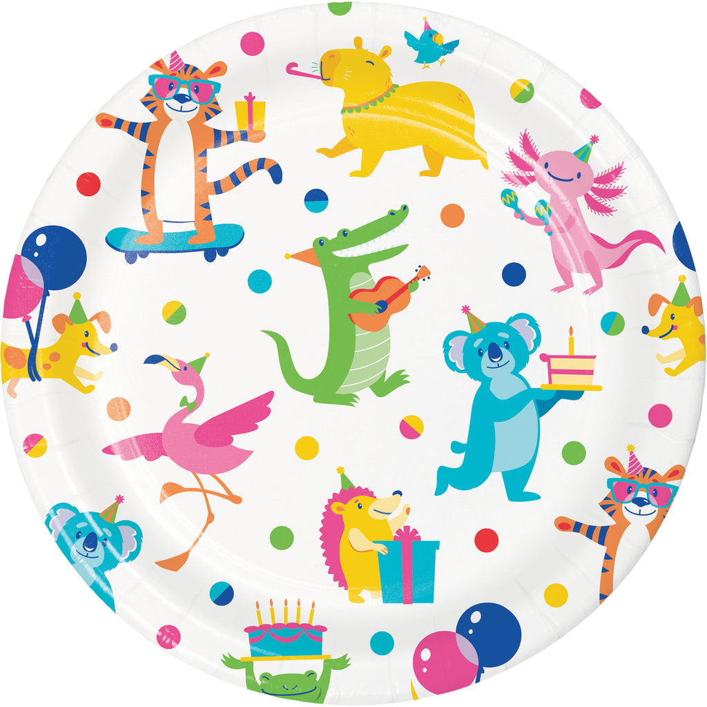Platos Party Animals surtidos 17.7cm x 8 UND