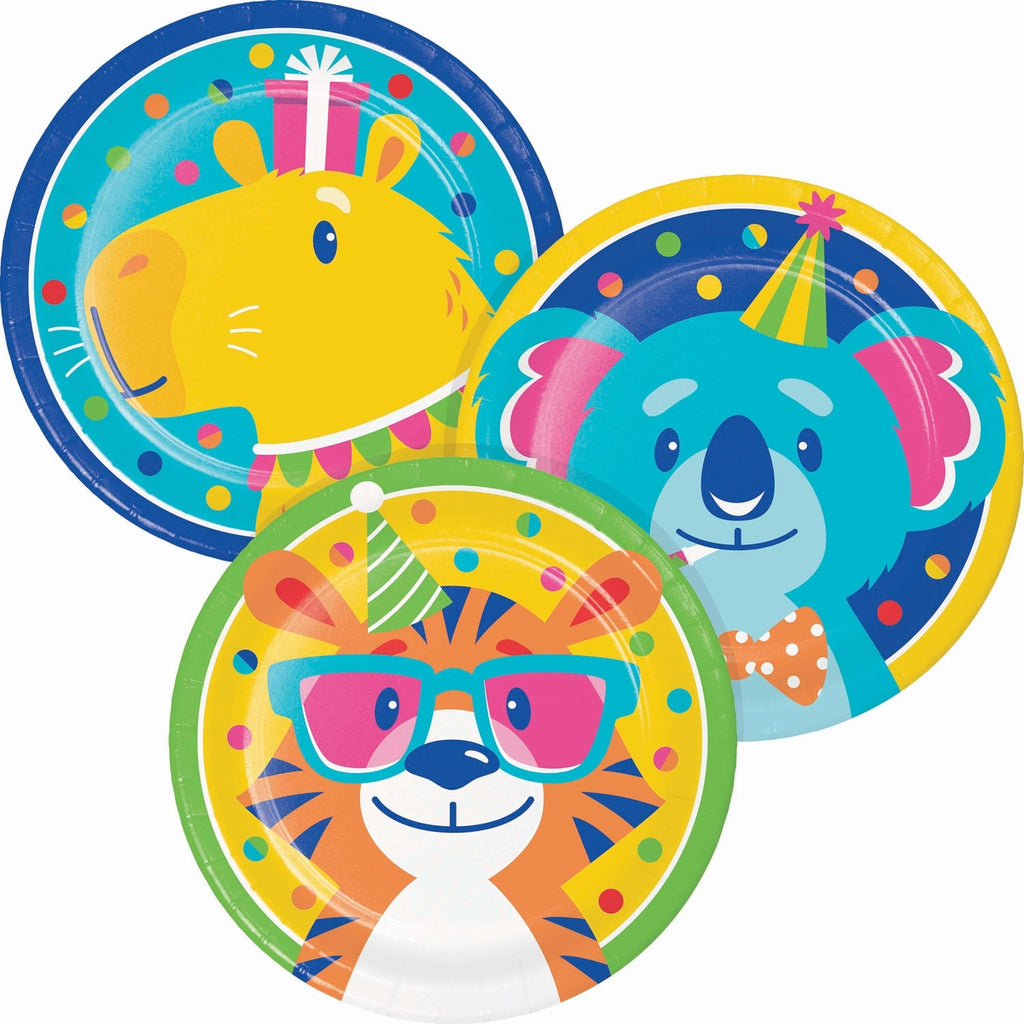 Platos Party Animals surtidos 17.7cm x 8 UND