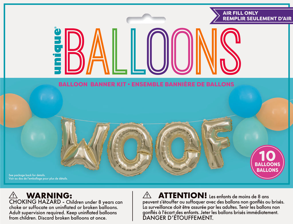 Kit de Globos WOOF para Fiesta Perruna x 1 UND