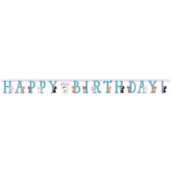 Banderín Happy Birthday Gatos X 1 UND