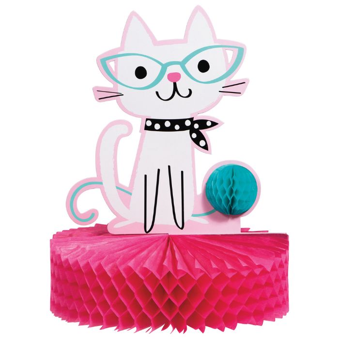 entro de mesa gatica madeja de lana 29.2x22.8cm | Cumpleaños niña gatos Colombia