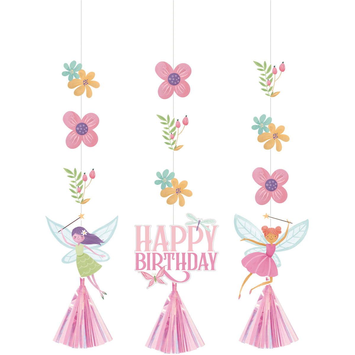 Adornos colgantes con letrero Happy Birthday para fiesta de niña