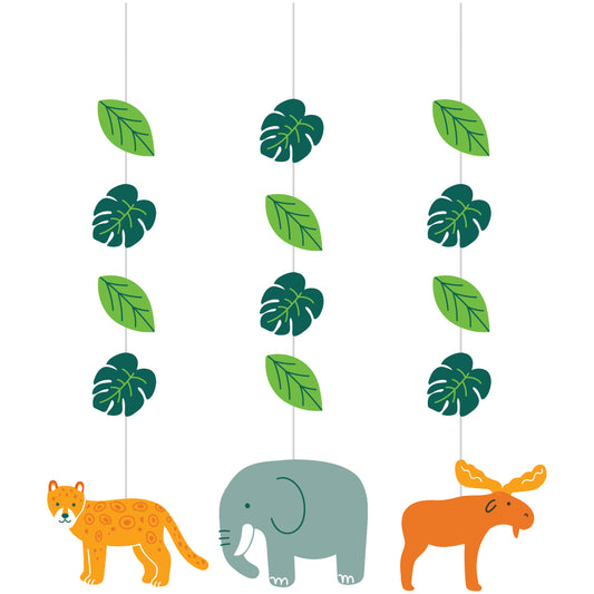 Guirnalda colgante World Adventure con tigre, elefante y alce