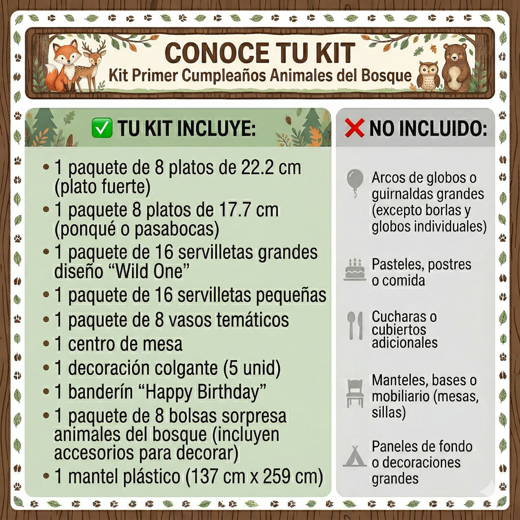 Kit Primer Cumpleaños Animales del Bosque