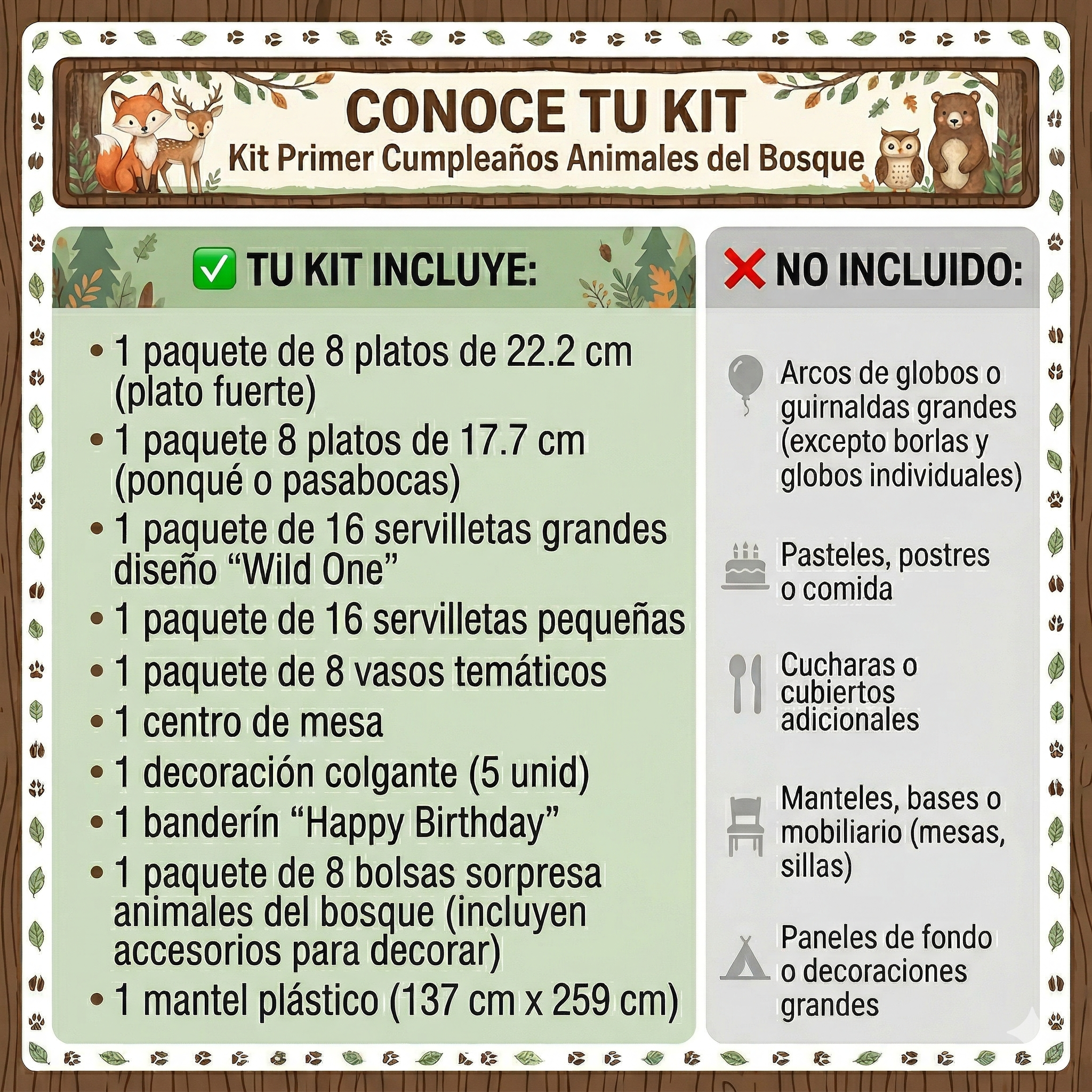 Kit Primer Cumpleaños Animales del Bosque
