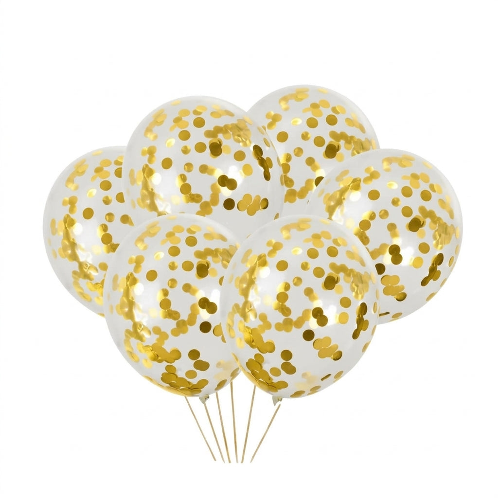 Pack Globos Transparente con Confeti Dorado Oro
