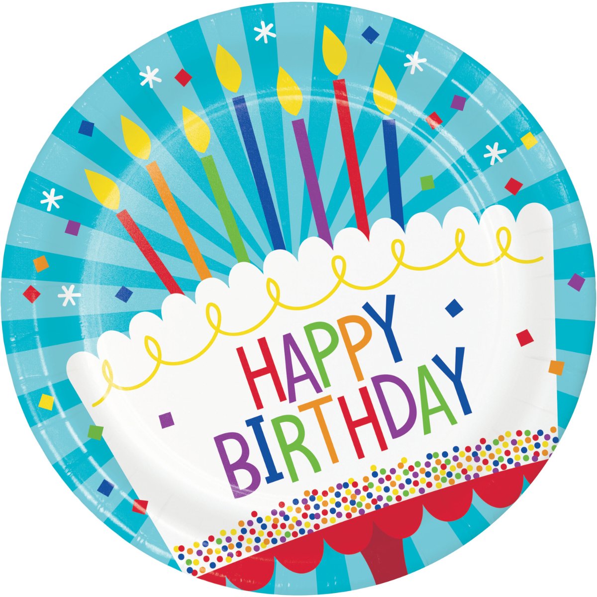 Plato fiesta Cake Birthday grande (22.2cm) x 8 UND