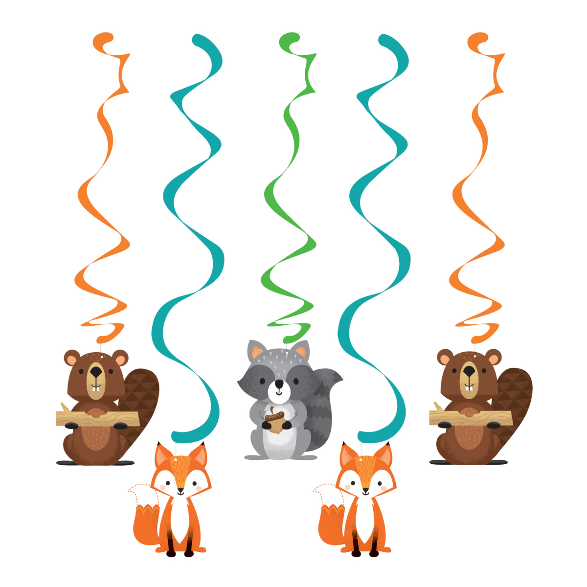 Serpentinas en espiral Animales del bosque x 5 UND