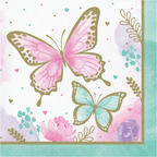 Servilletas grandes mariposa metalizado dorado x16 28.4x24.7cm | Cumpleaños niña adulto Colombia