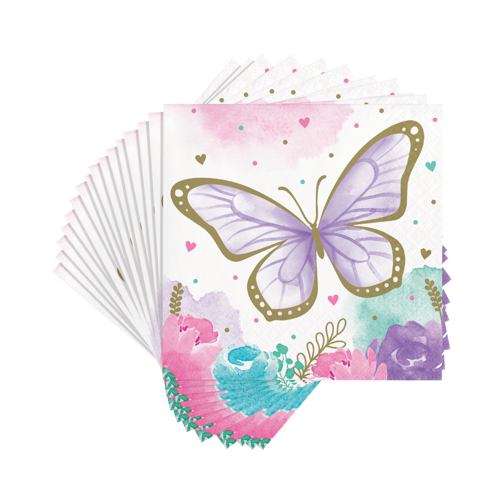 Servilleta pequeña fiesta Mariposa x 16 UND