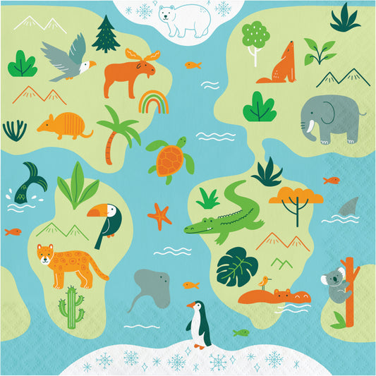servilletas animales mapamundi