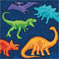 Servilletas con estampado de dinosaurios coloridos, perfectas para fiestas temáticas de dinosaurios para niños.